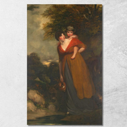Mme Richard Brinsley Sheridan Hester Jane Ogle Et Son Fils Charles Brinsley Sheridan John Hoppner tableau impression sur toile
