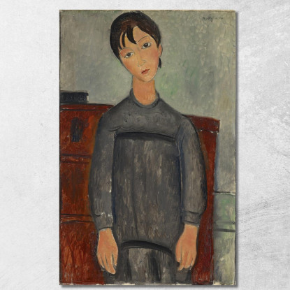 Ragazza In Piedi Con Grembiule Nero Amedeo Modigliani amd18 quadro stampato su tela