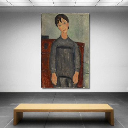 Ragazza In Piedi Con Grembiule Nero Amedeo Modigliani amd18 quadro stampato su tela