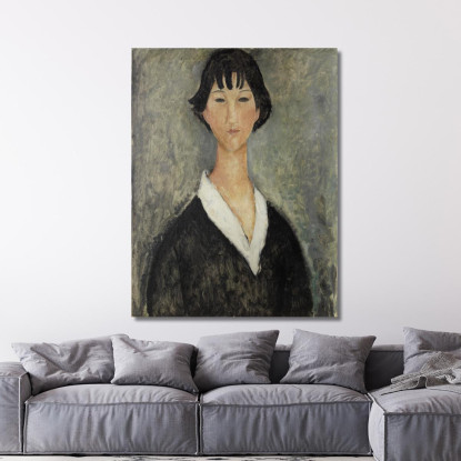 Ragazza Con Capelli Scuri Amedeo Modigliani amd28 quadro stampato su tela