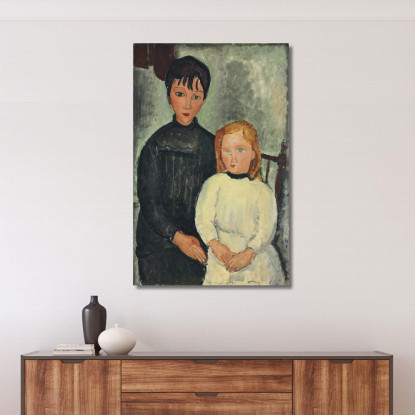 Le Due Ragazze Amedeo Modigliani amd32 quadro stampato su tela
