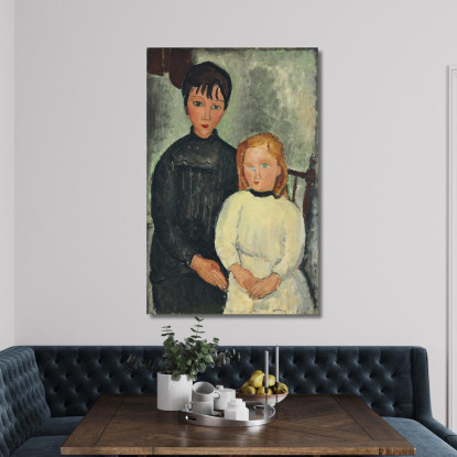 Le Due Ragazze Amedeo Modigliani amd32 quadro stampato su tela