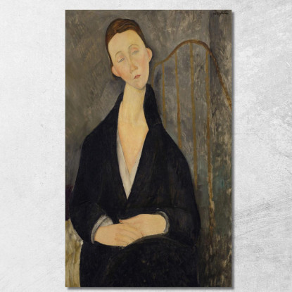 Lunia Czechowska In Abito Nero Amedeo Modigliani amd33 quadro stampato su tela