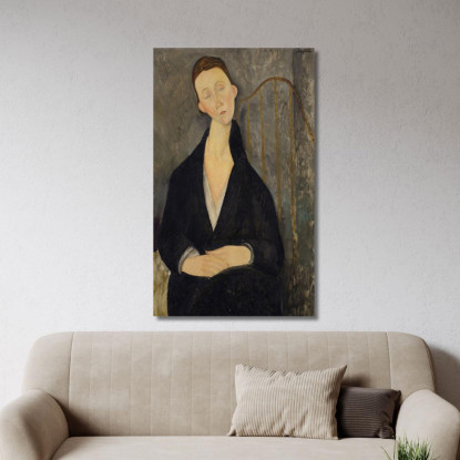 Lunia Czechowska In Abito Nero Amedeo Modigliani amd33 quadro stampato su tela