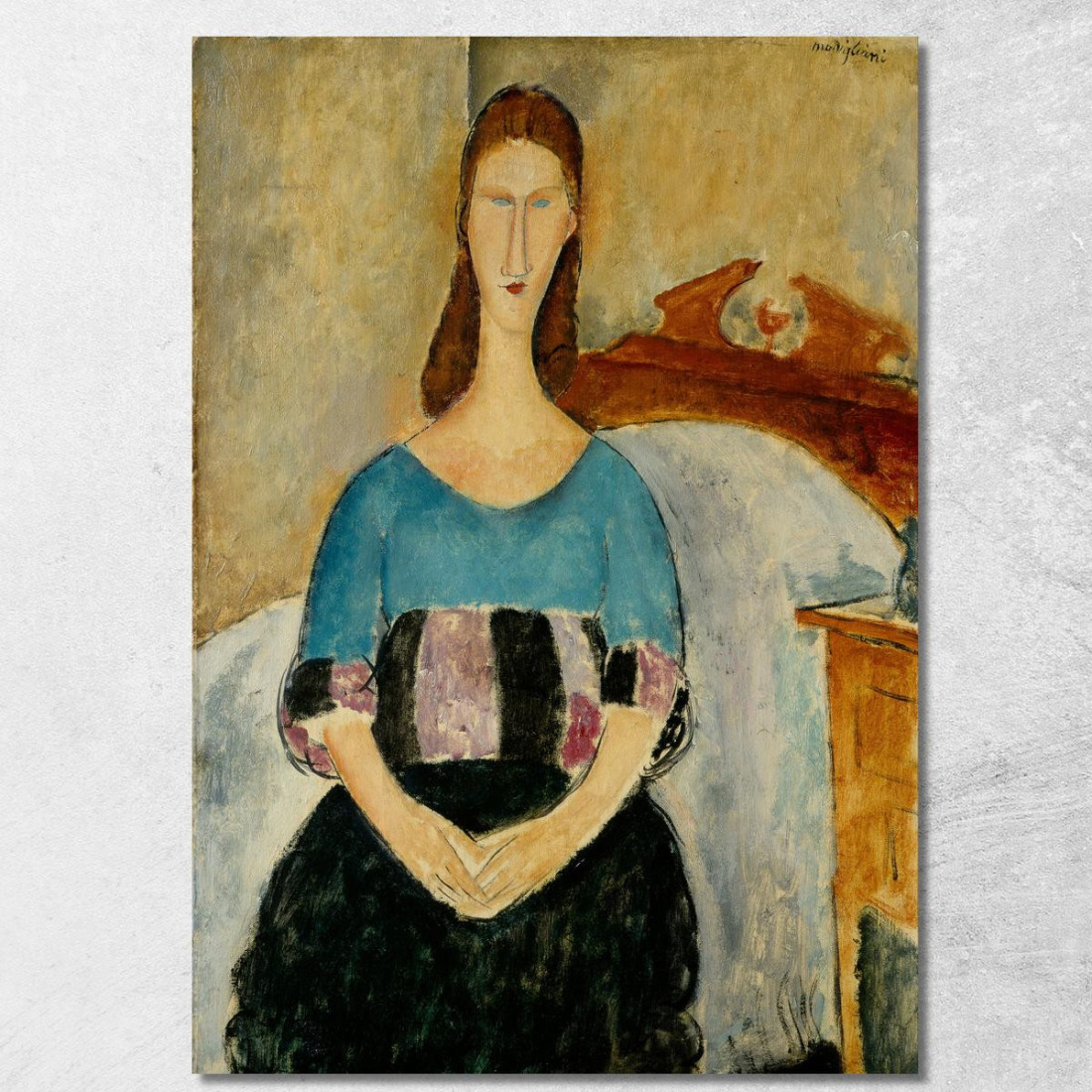 Ritratto Di Jeanne Hébuterne Seduta Amedeo Modigliani amd55 quadro stampato su tela Ritratto Di Jeanne Hébuterne Seduta Amedeo Modigliani amd55 quadro stampato su tela