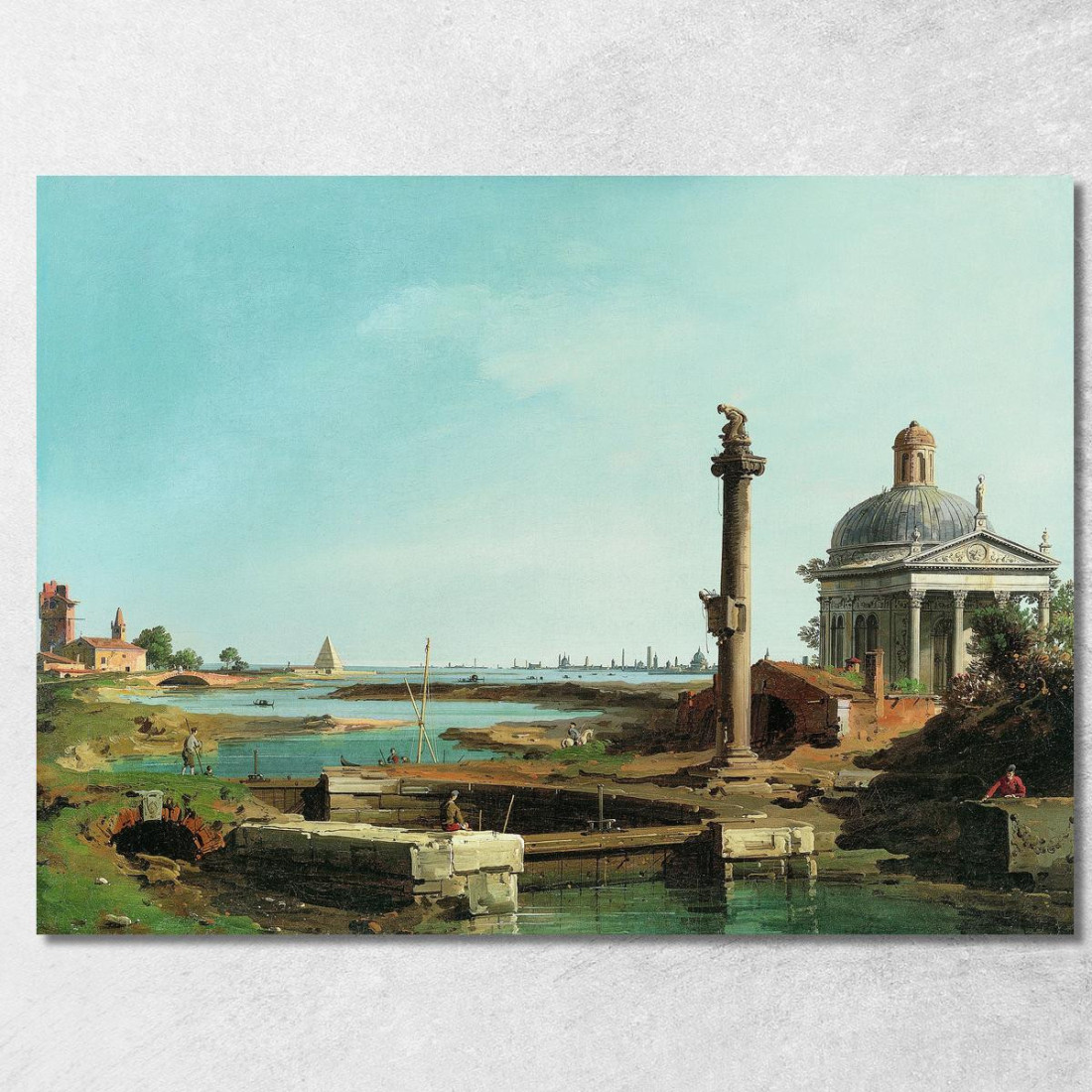 Una Serratura Una Colonna E Una Chiesa Accanto A Una Laguna Canaletto cnl2 quadro stampato su tela Una Serratura Una Colonna E Una Chiesa Accanto A Una Laguna Canaletto cnl2 quadro stampato su tela