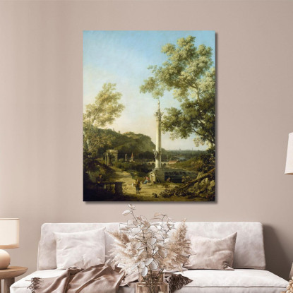 Capriccio Di Paesaggio Inglese Con Una Colonna Canaletto cnl24 quadro stampato su tela