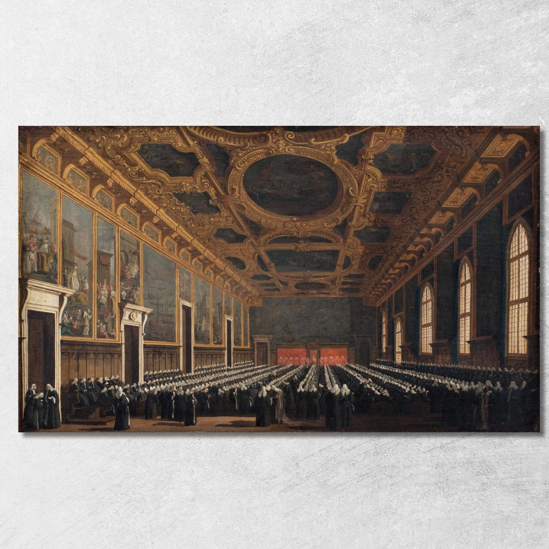 The Doge And Grand Council In Sala Del Maggior Consiglio Canaletto cnl44 quadro stampato su tela