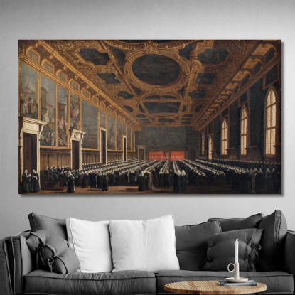 The Doge And Grand Council In Sala Del Maggior Consiglio Canaletto cnl44 quadro stampato su tela