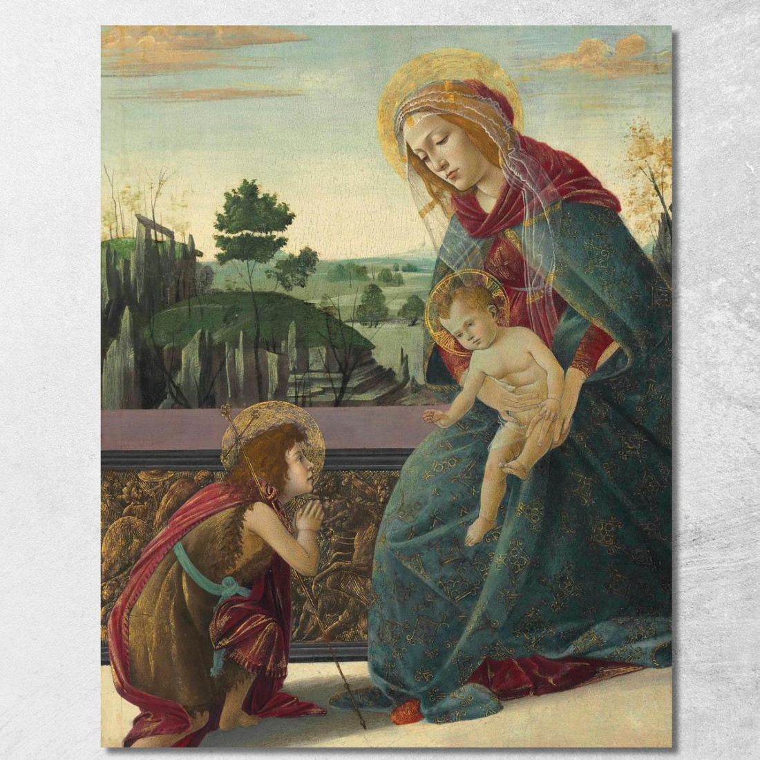 Madonna Col Bambino E San Giovanni Battista Sandro Botticelli sbt20 quadro stampato su tela Madonna Col Bambino E San Giovanni Battista Sandro Botticelli sbt20 quadro stampato su tela