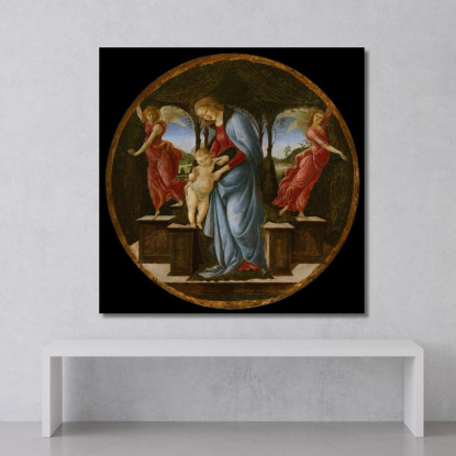Madonna Col Bambino E Due Angeli Sandro Botticelli sbt47 quadro stampato su tela