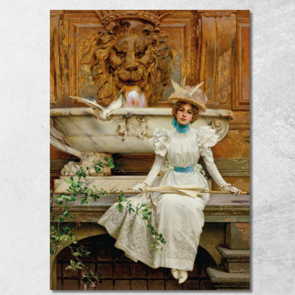 Alla Fontana Le Due Colombe Vittorio Matteo Corcos vmc3 quadro stampato su tela