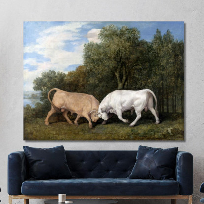 Tori Che Combattono 1786 George Stubbs gst11 quadro stampato su tela