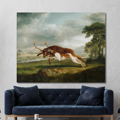 Hound Che Insegue Un Cervo George Stubbs gst23 quadro stampato su tela