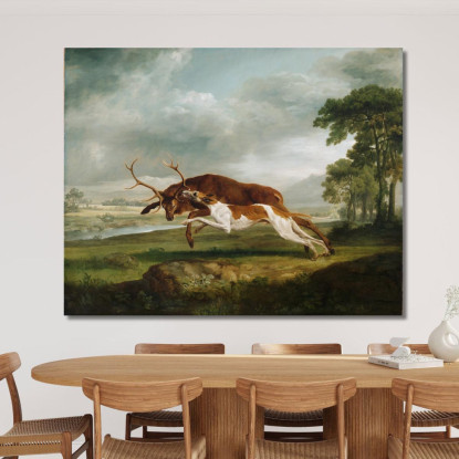 Hound Che Insegue Un Cervo George Stubbs gst23 quadro stampato su tela