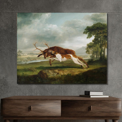 Hound Che Insegue Un Cervo George Stubbs gst23 quadro stampato su tela