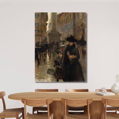 Piazza Santa Trinità Florence Vittorio Matteo Corcos vmc20 quadro stampato su tela