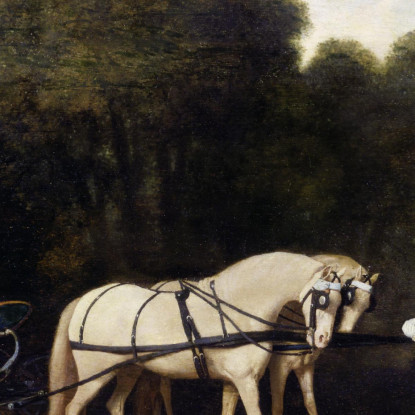 Fetonte Con Una Coppia Di Pony Color Crema E Uno Stalliere George Stubbs gst33 quadro stampato su tela
