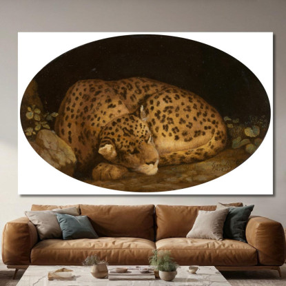 Leopardo Addormentato George Stubbs gst37 quadro stampato su tela