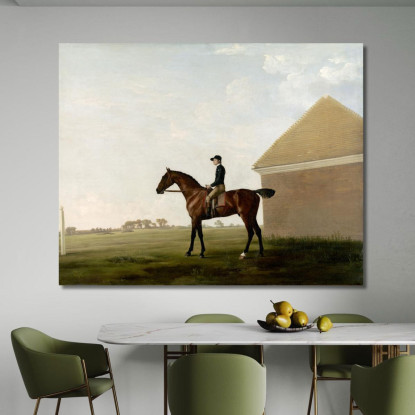 Turf Con Jockey A Newmarket George Stubbs gst46 quadro stampato su tela