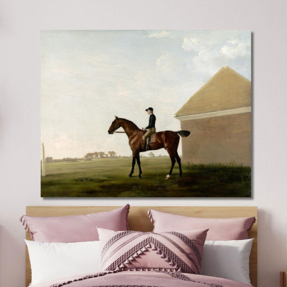 Turf Con Jockey A Newmarket George Stubbs gst46 quadro stampato su tela