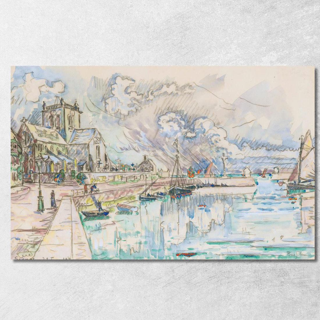 Barfleur Le Port Paul Signac psn9 quadro stampato su tela Barfleur Le Port Paul Signac psn9 quadro stampato su tela