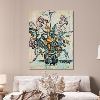 Bouquet Di Tulipani Iris Arum In Un Vaso Di André Metthey Paul Signac psn15 quadro stampato su tela