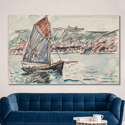Barca A Vela Conquet Paul Signac psn27 quadro stampato su tela