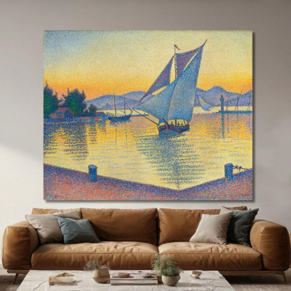 Il Porto Al Tramonto Opus 236 Saint-Tropez Paul Signac psn48 quadro stampato su tela