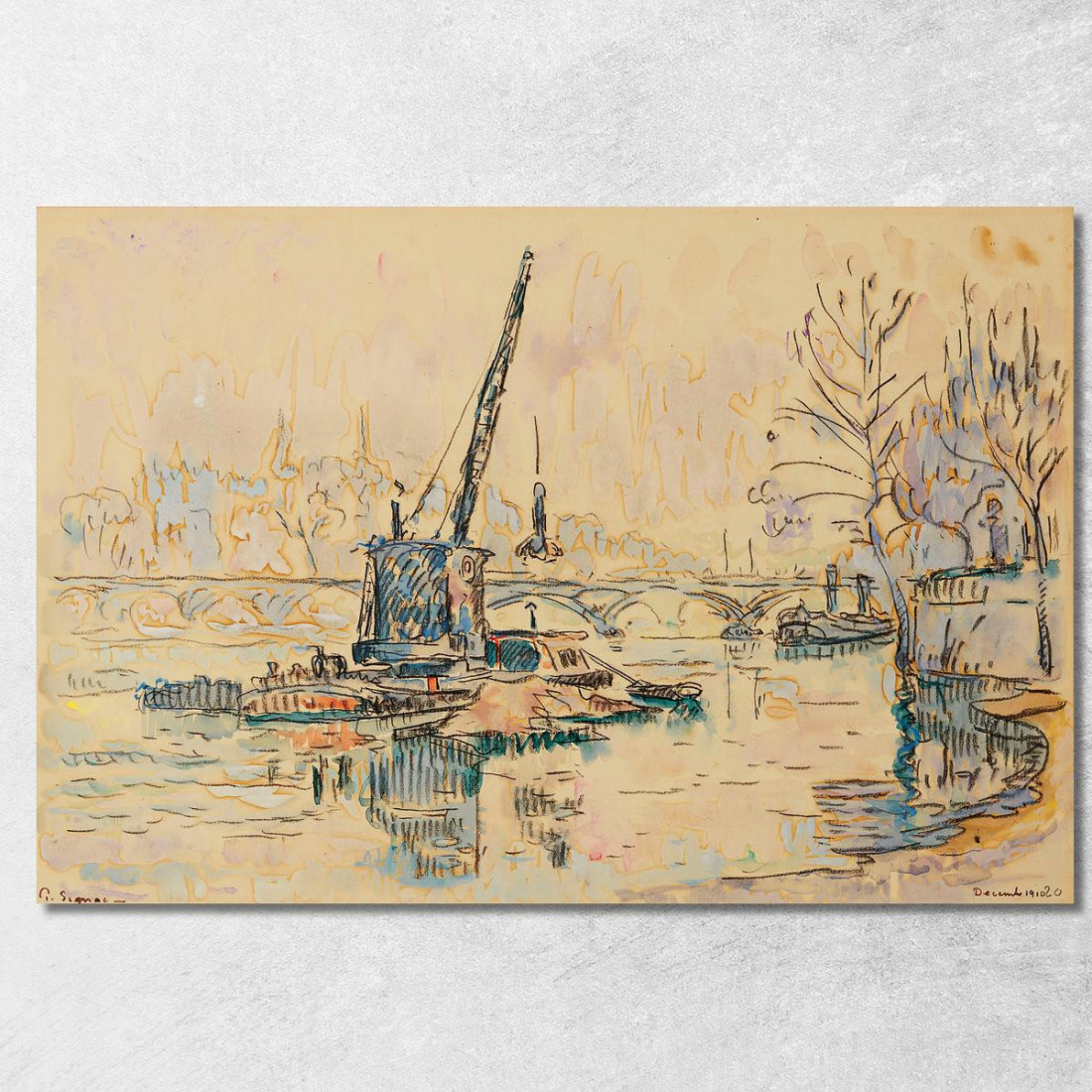 Parigi La Senna Al Quai Malaquais La Gru Paul Signac psn70 quadro stampato su tela Parigi La Senna Al Quai Malaquais La Gru Paul Signac psn70 quadro stampato su tela