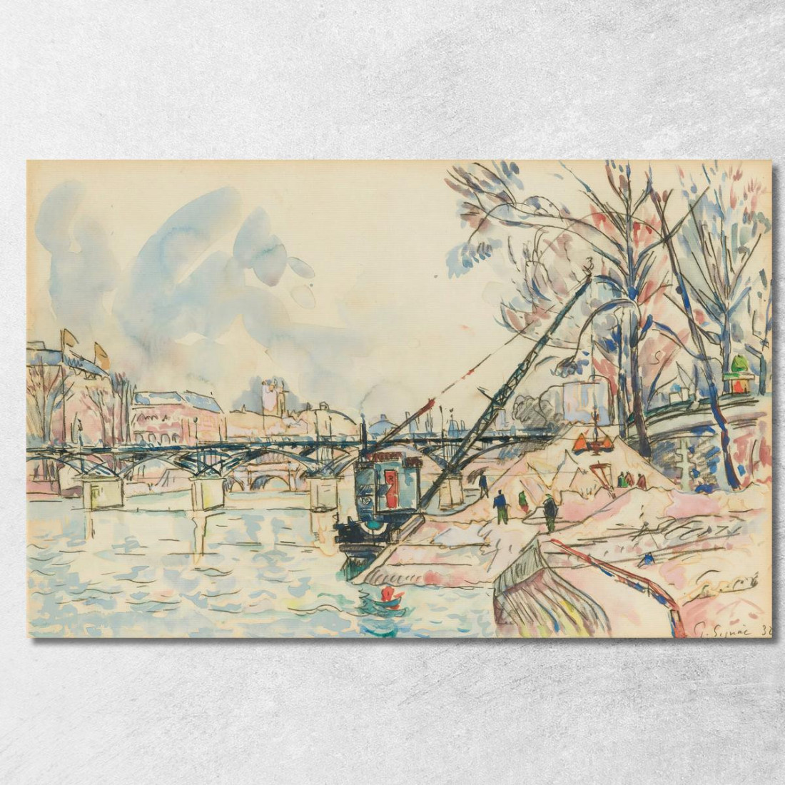 Parigi La Senna Al Pont Des Arts Paul Signac psn71 quadro stampato su tela Parigi La Senna Al Pont Des Arts Paul Signac psn71 quadro stampato su tela