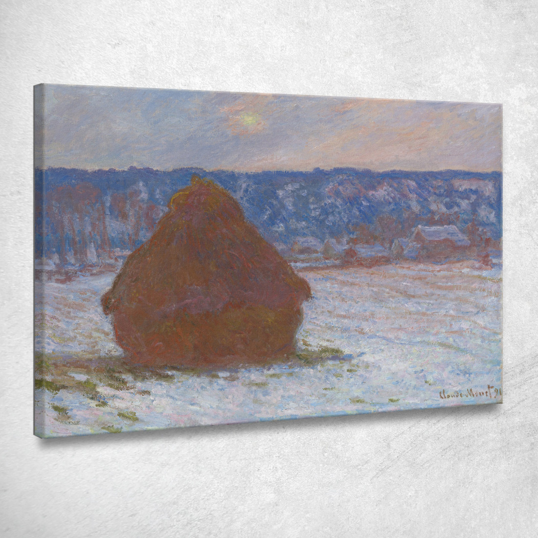 Pila Di Grano Neve Effetto Giorno Nuvoloso Claude Monet mnt309 quadro stampato su tela Pila Di Grano Neve Effetto Giorno Nuvoloso Claude Monet mnt309 quadro stampato su tela