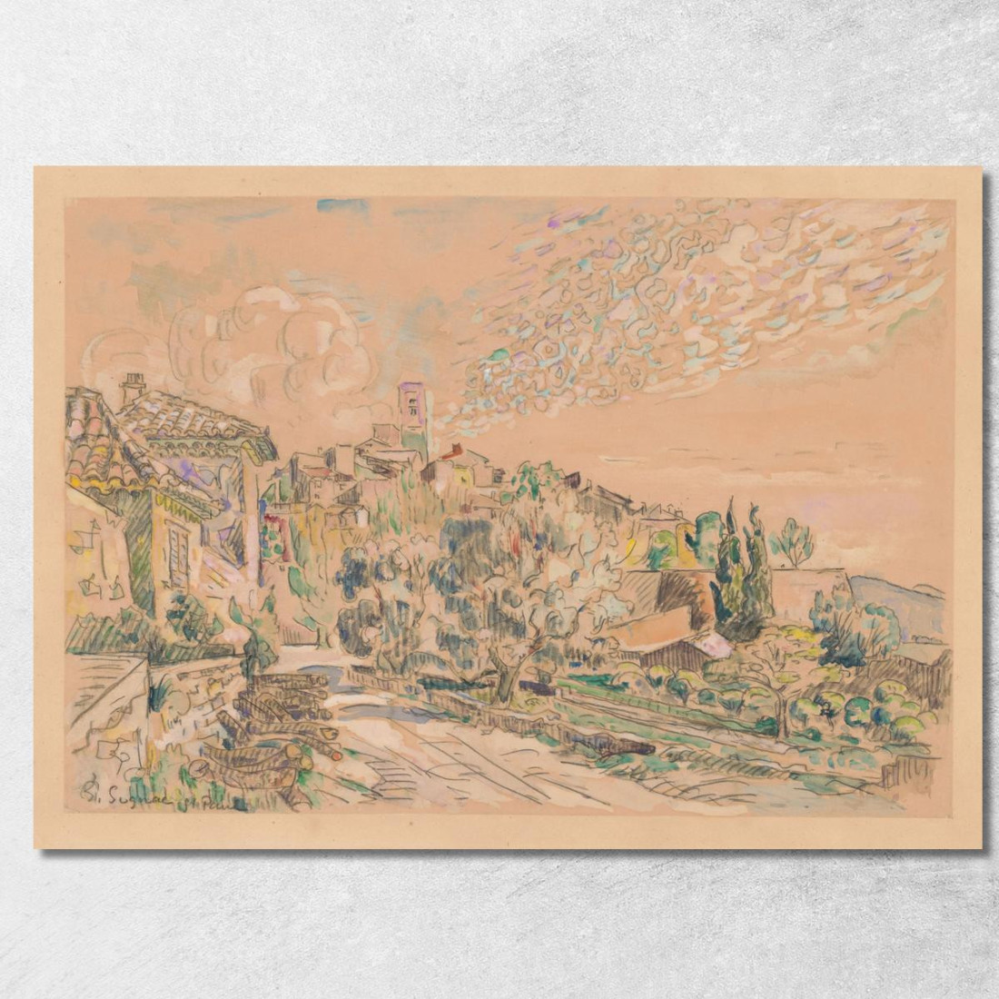 Saint-Paul-De-Vence Paul Signac psn96 quadro stampato su tela Saint-Paul-De-Vence Paul Signac psn96 quadro stampato su tela