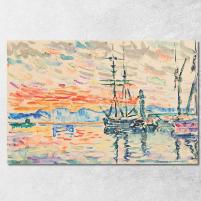 Saint-Tropez Il Porto Al Tramonto Paul Signac psn99 quadro stampato su tela