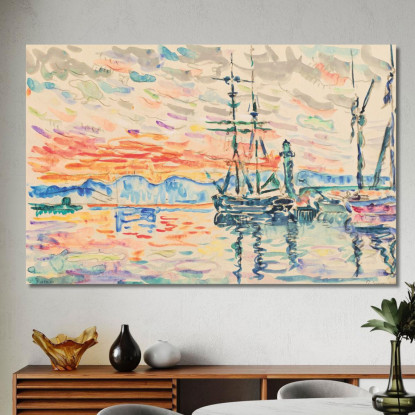 Saint-Tropez Il Porto Al Tramonto Paul Signac psn99 quadro stampato su tela