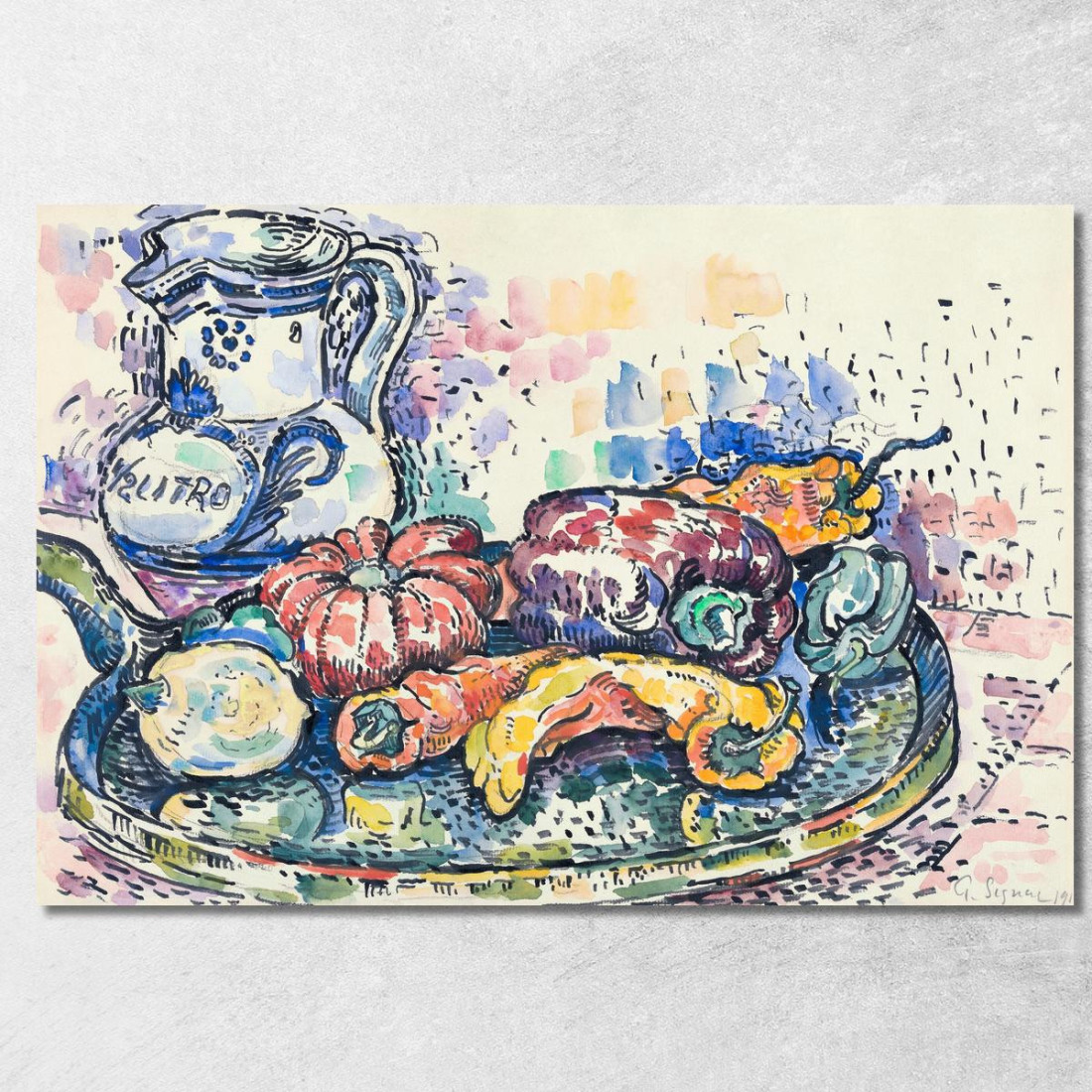 Natura Morta Con Brocca 1919 Paul Signac psn109 quadro stampato su tela Natura Morta Con Brocca 1919 Paul Signac psn109 quadro stampato su tela