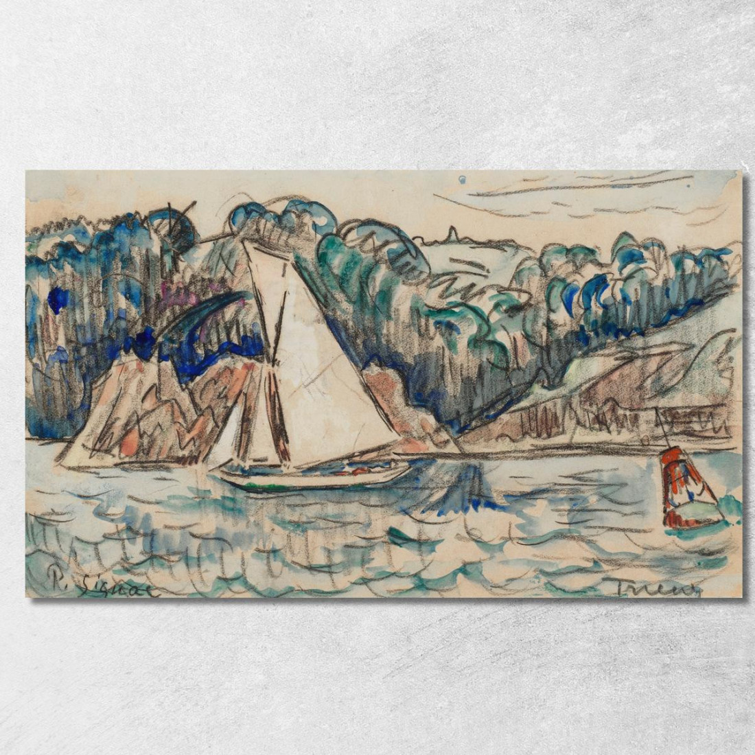 Barca A Vela Sul Trieux Paul Signac psn130 quadro stampato su tela Barca A Vela Sul Trieux Paul Signac psn130 quadro stampato su tela