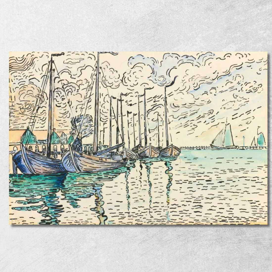 Barche Da Pesca Di Volendam Paul Signac psn131 quadro stampato su tela Barche Da Pesca Di Volendam Paul Signac psn131 quadro stampato su tela
