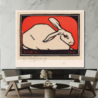 Coniglio Bugiardo Julie de Graag jdg34 quadro stampato su tela