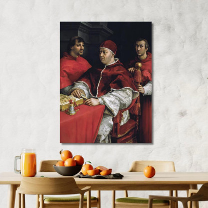 Ritratto Di Papa Leone X E Dei Suoi Cugini Cardinali Giulio De' Medici Raffaello Sanzio rph28 quadro stampato su tela