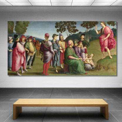La Predicazione Di San Giovanni Battista Raffaello Sanzio rph31 quadro stampato su tela