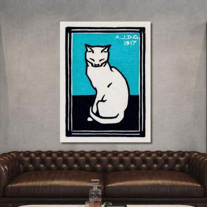 Gatto Seduto 2 Julie de Graag jdg53 quadro stampato su tela