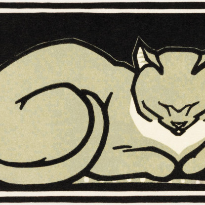 Gatto Addormentato Julie de Graag jdg54 quadro stampato su tela