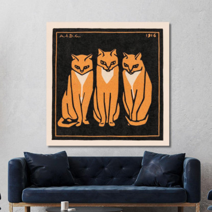 Tre Gatti Julie de Graag jdg60 quadro stampato su tela