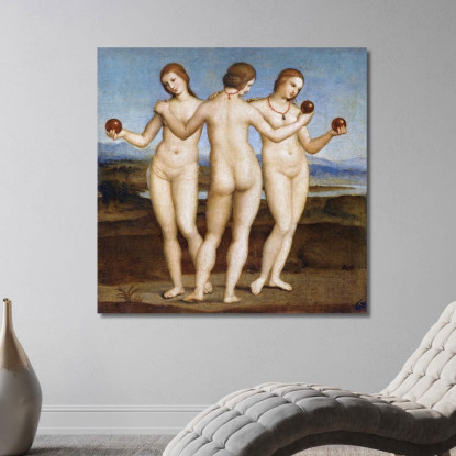 Tre Grazie Raffaello Sanzio rph47 quadro stampato su tela
