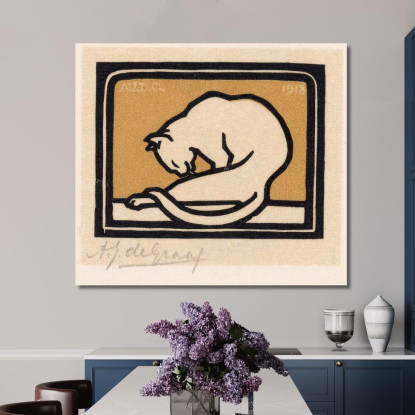 Lavaggio Del Gatto Julie de Graag jdg72 quadro stampato su tela