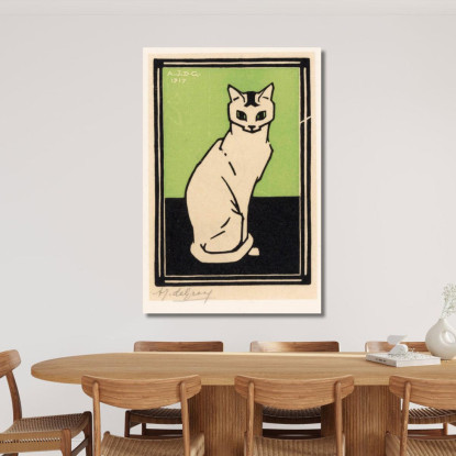 Gatto Seduto 2 Julie de Graag jdg74 quadro stampato su tela
