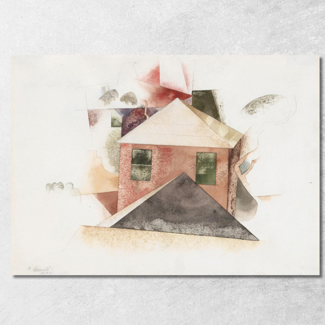 Case Con Il Rosso Charles Demuth cdm20 quadro stampato su tela Case Con Il Rosso Charles Demuth cdm20 quadro stampato su tela