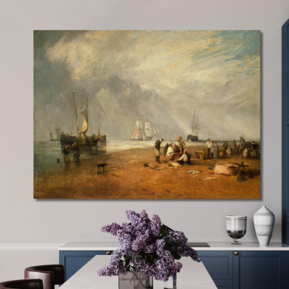 Il Mercato Del Pesce A Hastings Beach Joseph Mallord William Turner jwt130 quadro stampato su tela
