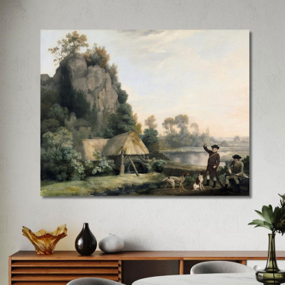 Zwei Herren Beim Schießen Mit Blick Auf Die Creswell Crags, Aufgenommen Vor Ort George Stubbs drucken auf leinwand